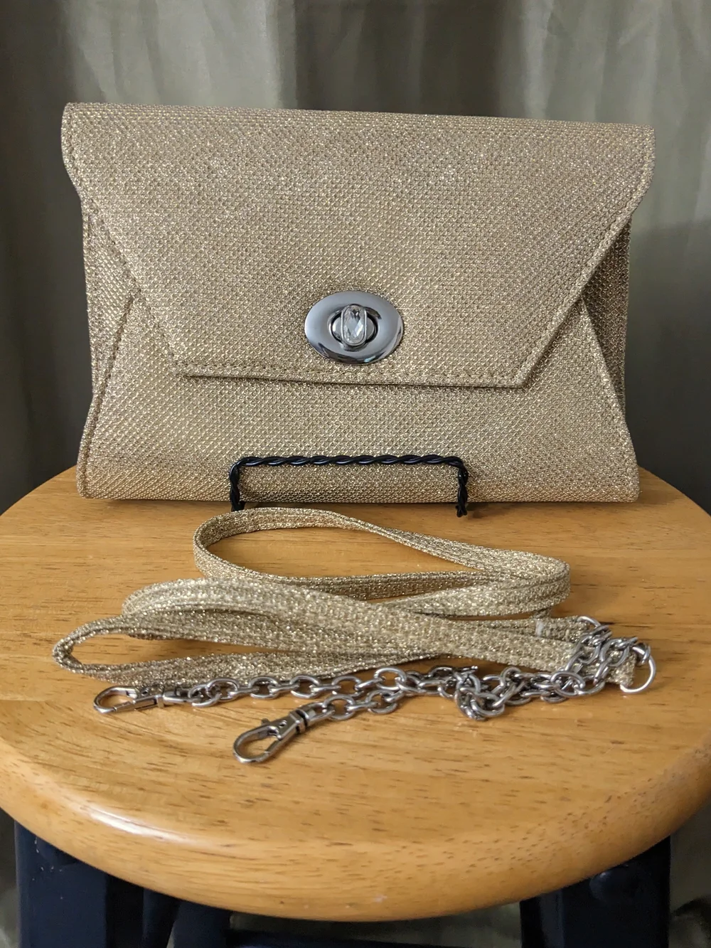 Champagne Sparkle Heels with Matching Clutch Bag